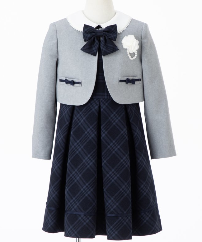 petit main 【キッズスーツ3点SET】プティマイン ワンピース&スカラ衿