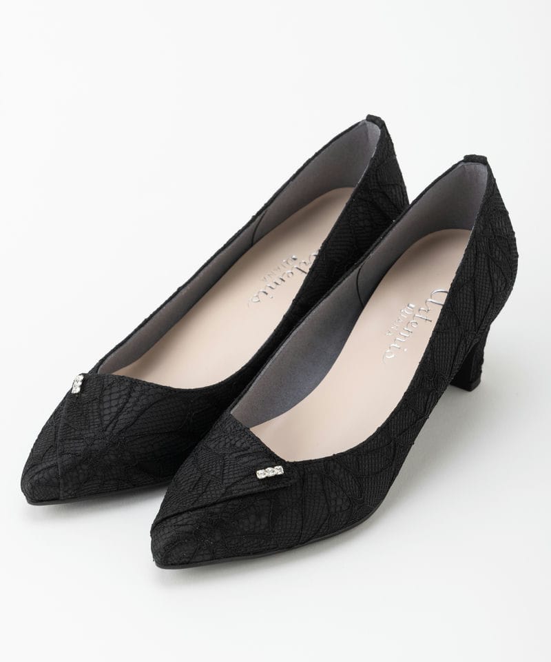 DIANA ダイアナ グリッターチュールフラットシューズ ブラック系