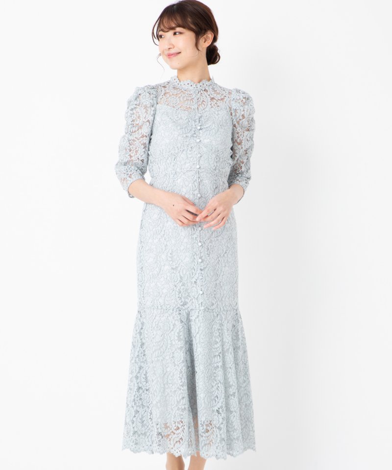 SNIDEL スナイデル ボリュームフレアレースドッキングドレス その他 x