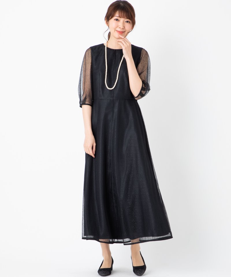 URBAN RESAERCH kaene　メロンチュールシアードレス ブラック kaene カエン メロンチュールシアードレス ブラック系 | 結婚式