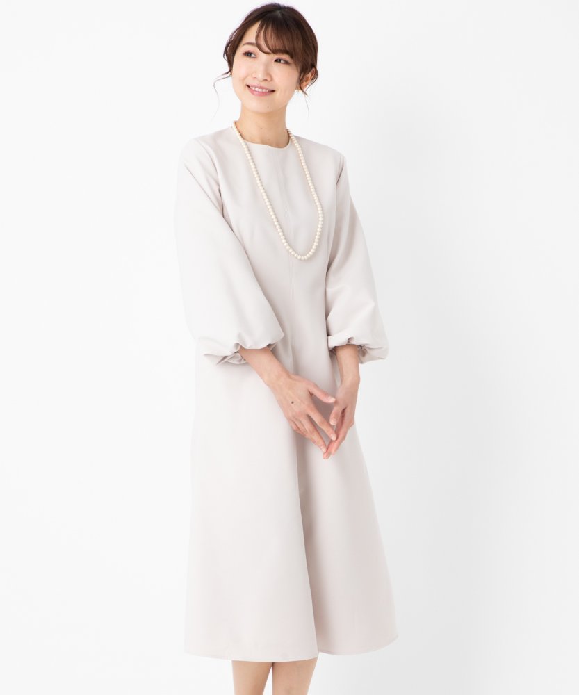 CELFORD リボン付きベージュワンピース CELFORD セルフォード リボンタイ付きプリーツワンピース ベージュ系