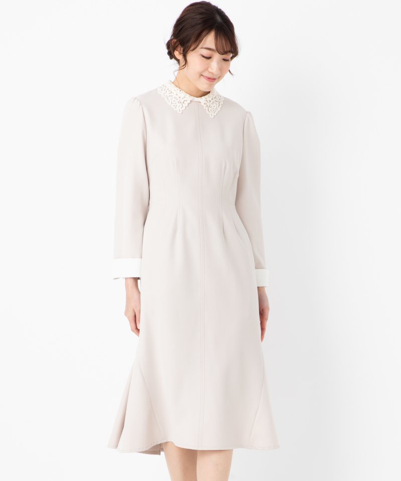 CELFORD セルフォード 刺繍カラータイトワンピース ベージュ系 | 結婚