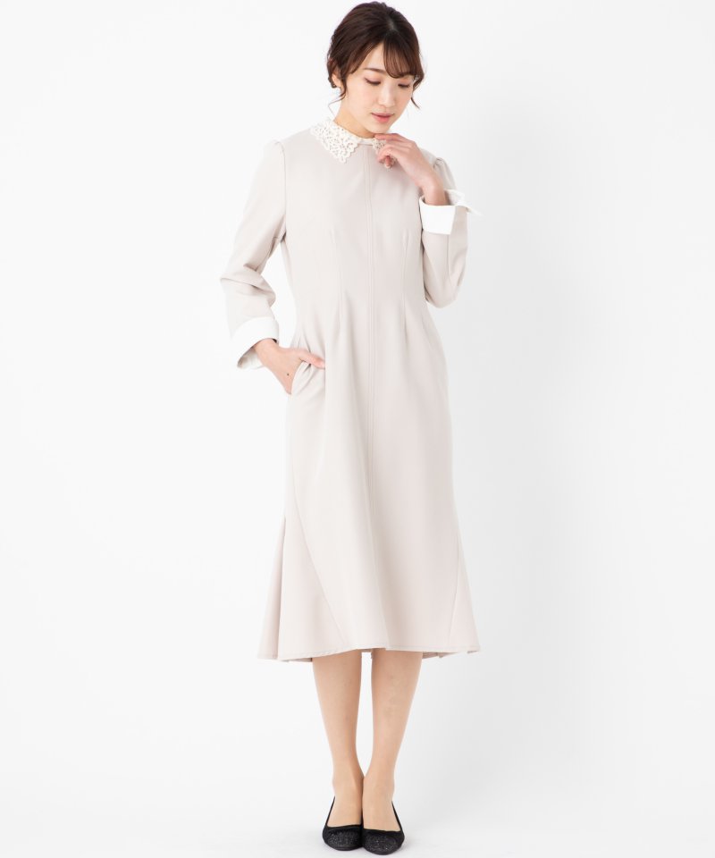 CELFORD セルフォード 刺繍カラータイトワンピース ベージュ系 | 結婚