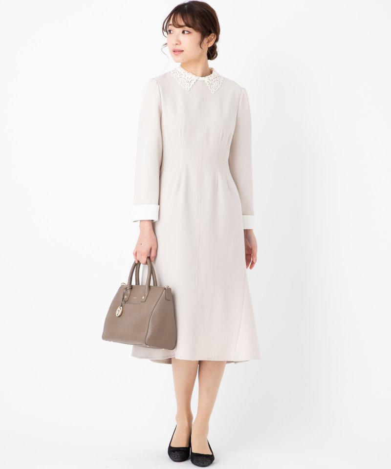 CELFORD セルフォード 刺繍カラータイトワンピース ベージュ系 | 結婚