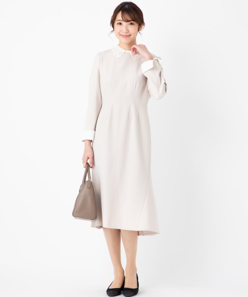 CELFORD セルフォード 刺繍カラータイトワンピース ベージュ系 | 結婚