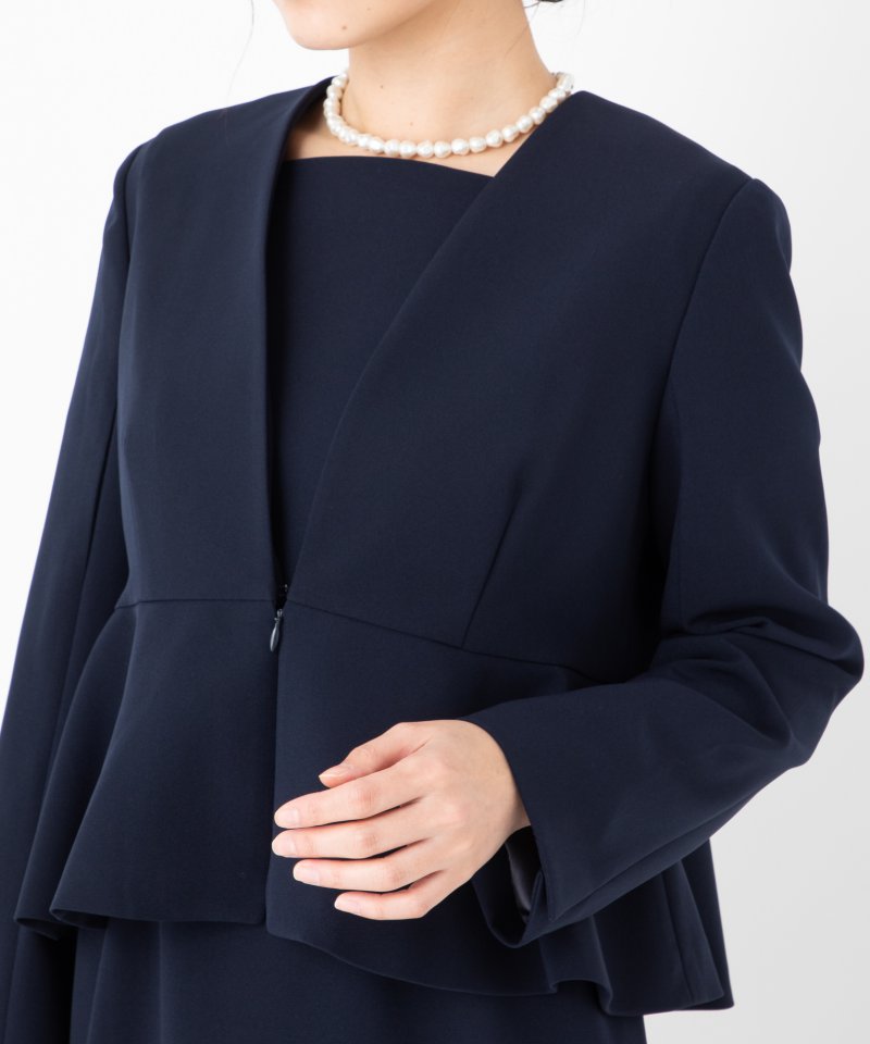 CELFORD 【プレミアムスーツ2点SET】ノーカラーペプラムジャケット