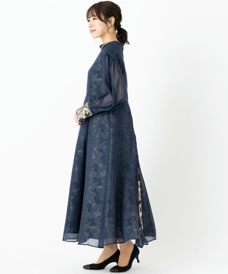 HARE ハレ 2WAYシアーレイヤードジャガードドレス ネイビー系 | 結婚式