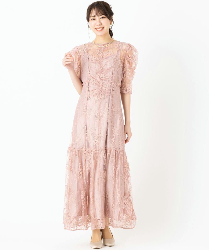 SNIDEL スナイデル パフレースドレス ブラック系 | 結婚式パーティーの