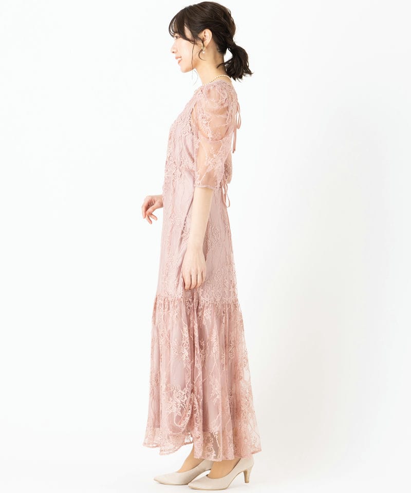 SNIDEL スナイデル パフレースドレス ピンク系 | 結婚式パーティーの