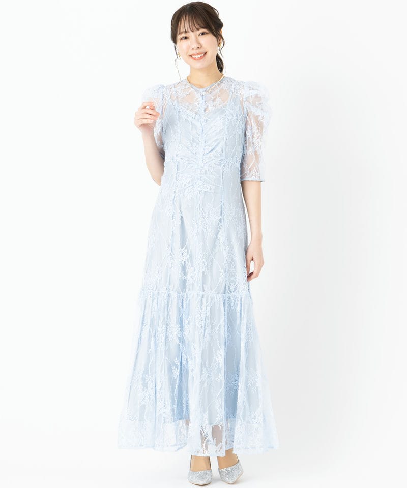 SNIDEL スナイデル パフレースドレス その他 x ブルー系 | 結婚式