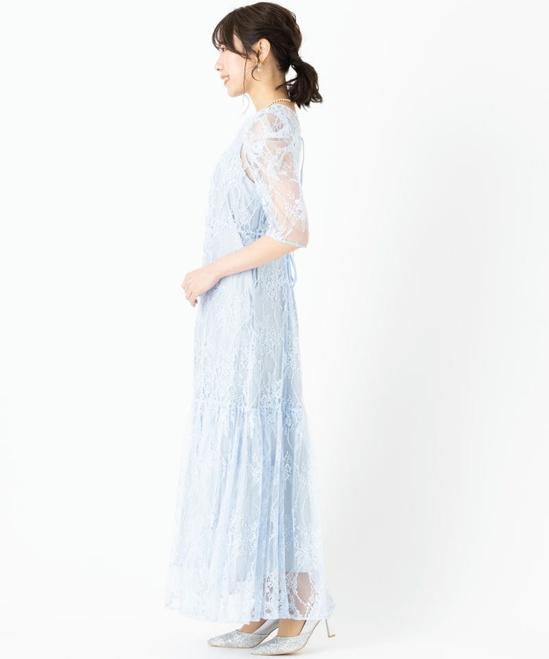 SNIDEL スナイデル パフレースドレス その他 x ブルー系 | 結婚式
