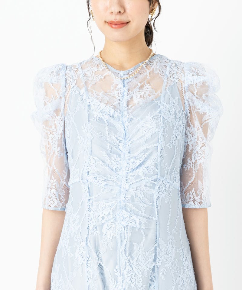 SNIDEL スナイデル パフレースドレス その他 x ブルー系 | 結婚式