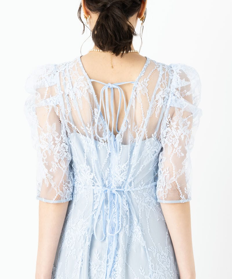 SNIDEL スナイデル パフレースドレス その他 x ブルー系 | 結婚式