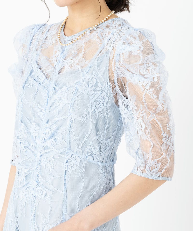 SNIDEL スナイデル パフレースドレス その他 x ブルー系 | 結婚式