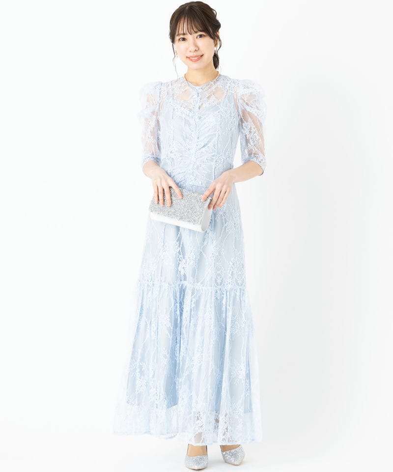 SNIDEL スナイデル パフレースドレス その他 x ブルー系 | 結婚式