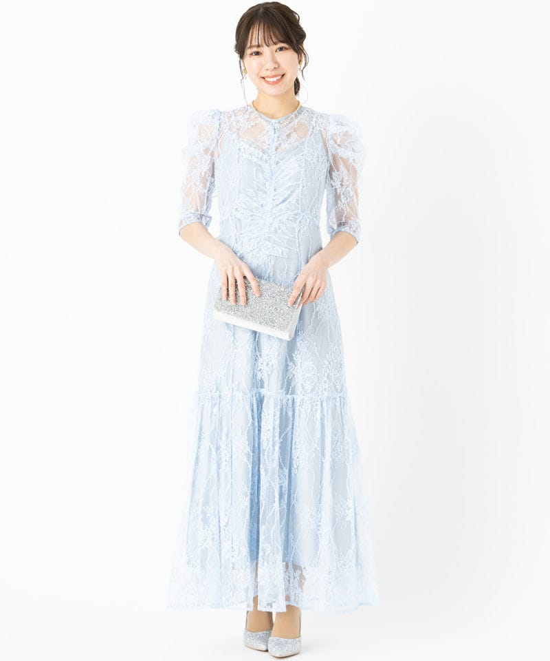 SNIDEL スナイデル パフレースドレス その他 x ブルー系 | 結婚式