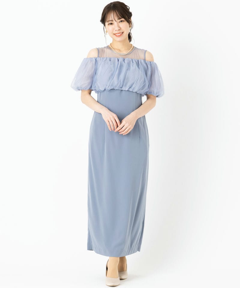LE'RURE リルアー コットンレーススフレスリーブドレス グレー系