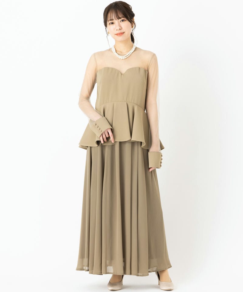 AMERI VINTAGE 美品ベロアドレス ブラック/ベージュ Ameri VINTAGE