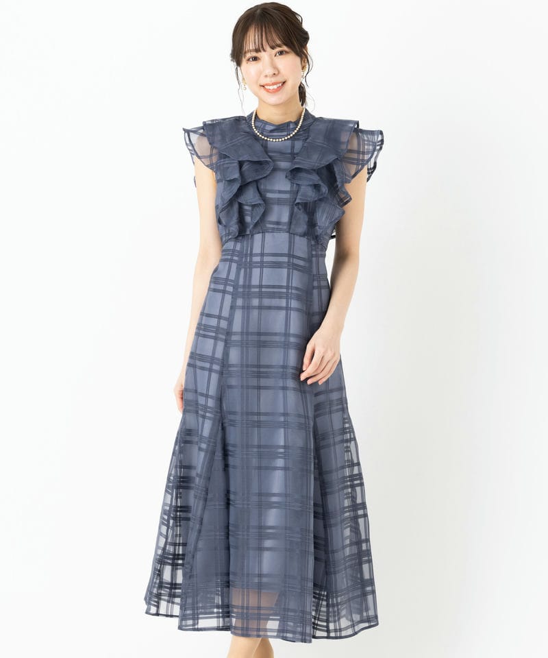 Dorry Doll ドリードール シアーチェックドレス ネイビー系 | 結婚式