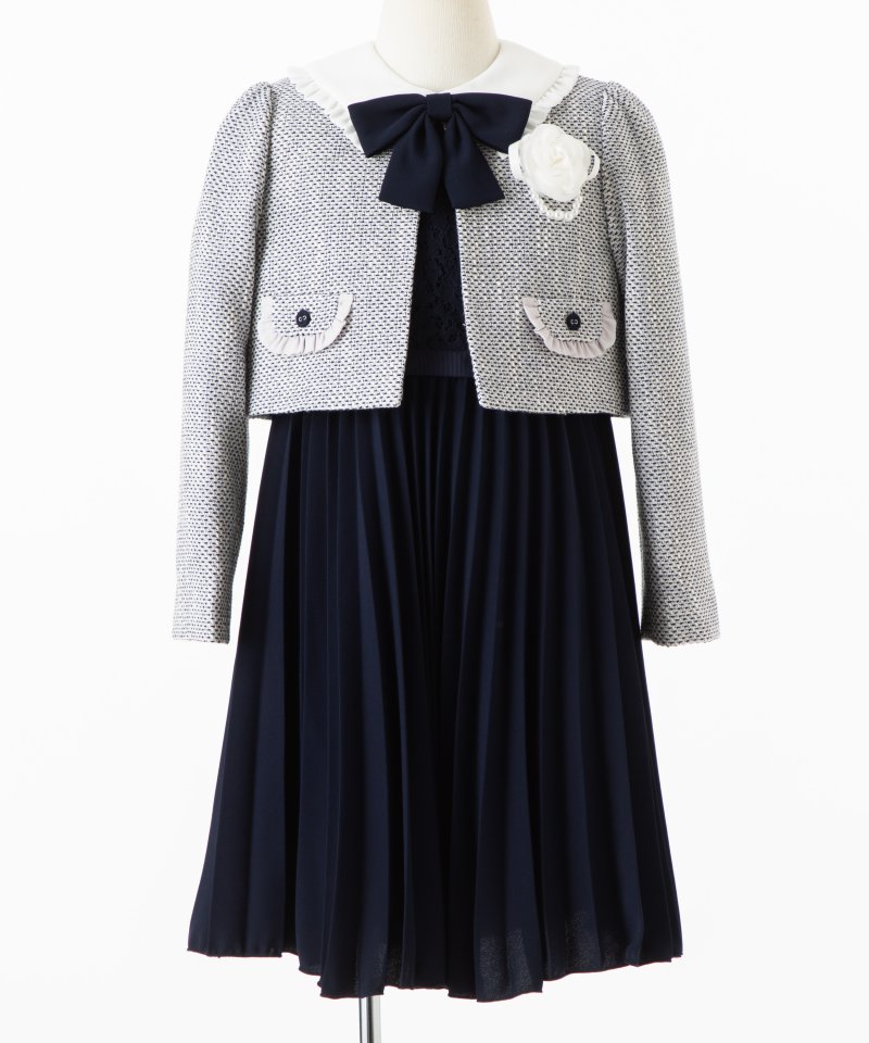 petit main 【キッズスーツ3点SET】プティマイン ワンピース&スカラ衿
