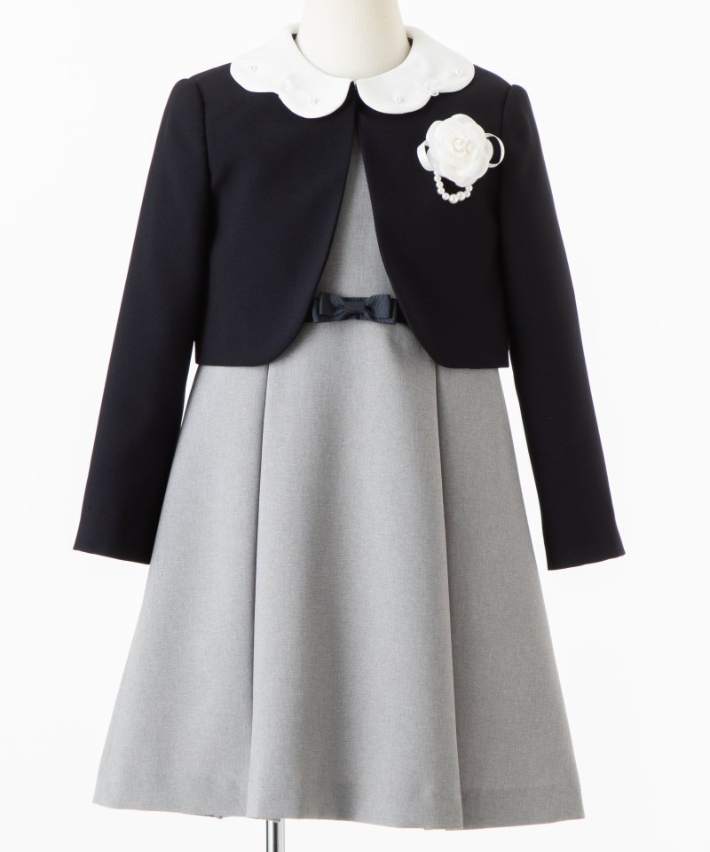 petit main 【キッズスーツ3点SET】プティマイン ワンピース&スカラ衿