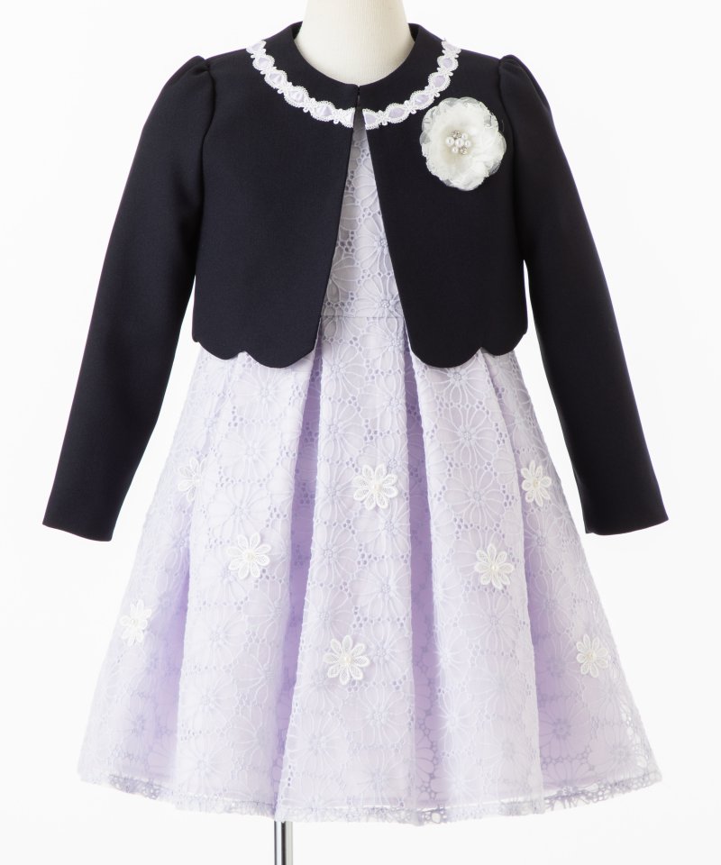 petit main 【キッズスーツ3点SET】プティマイン ワンピース&スカラ衿