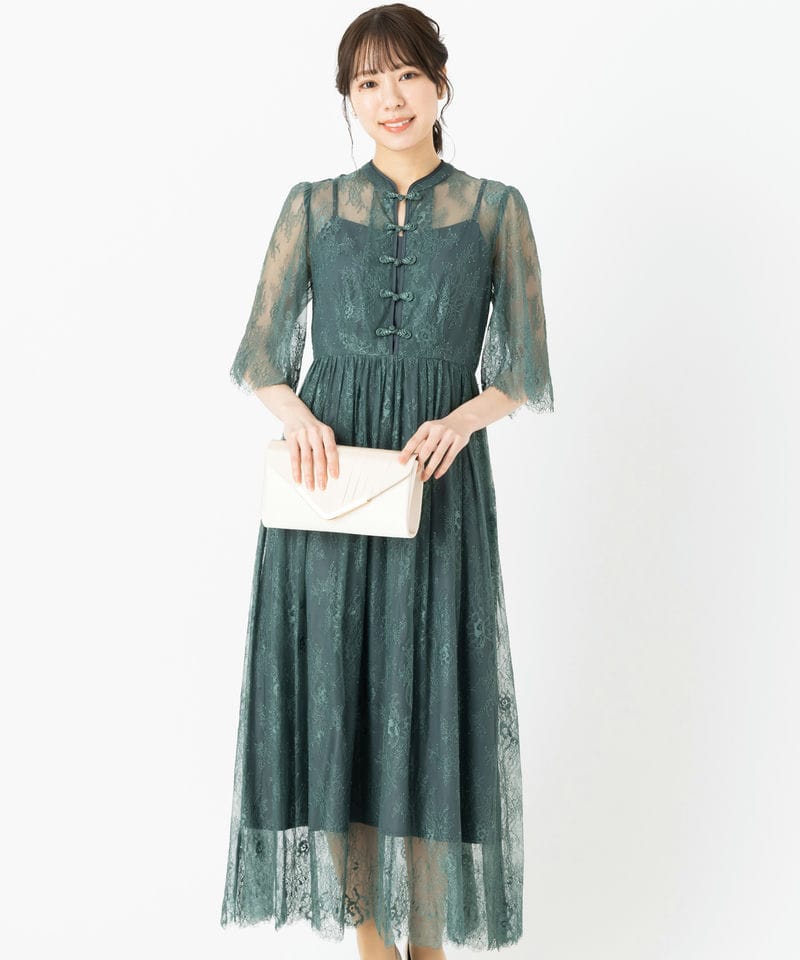 SNIDEL スナイデル チャイナライクレースドレス ブラック系 | 結婚式