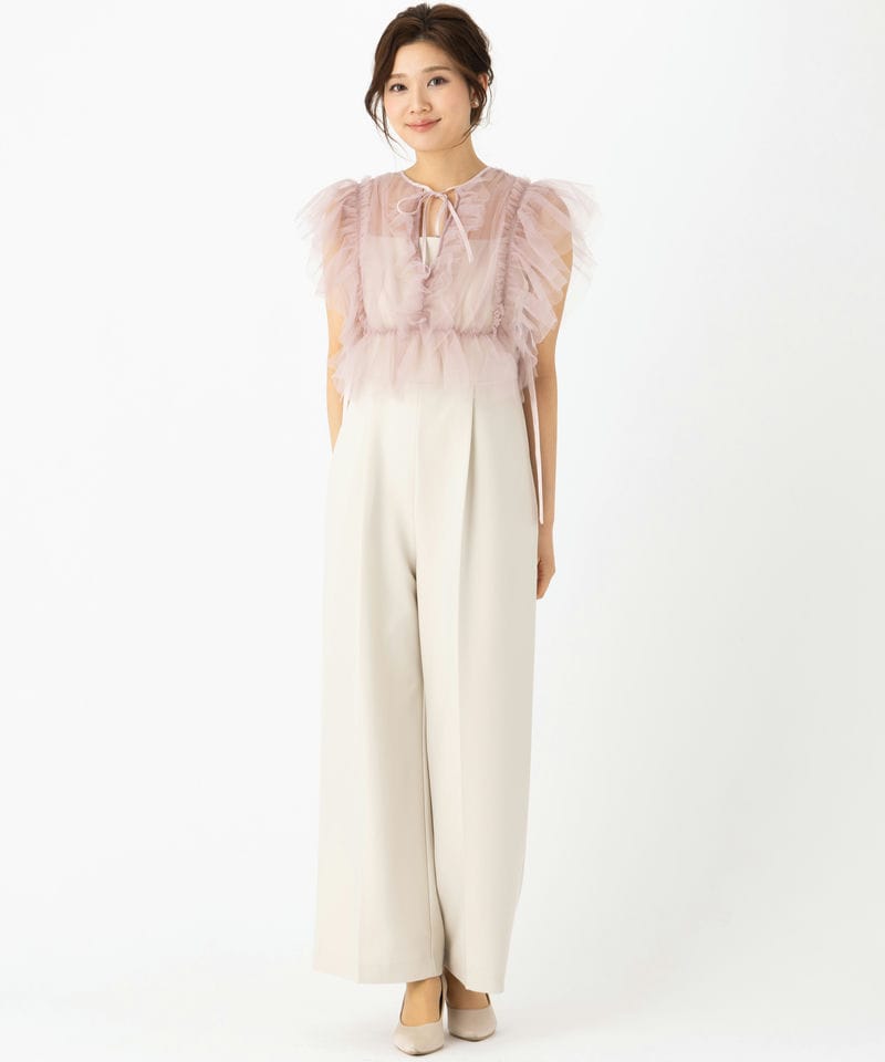 LilyBrown リリーブラウン チュールビスチェセットパンツドレス ピンク