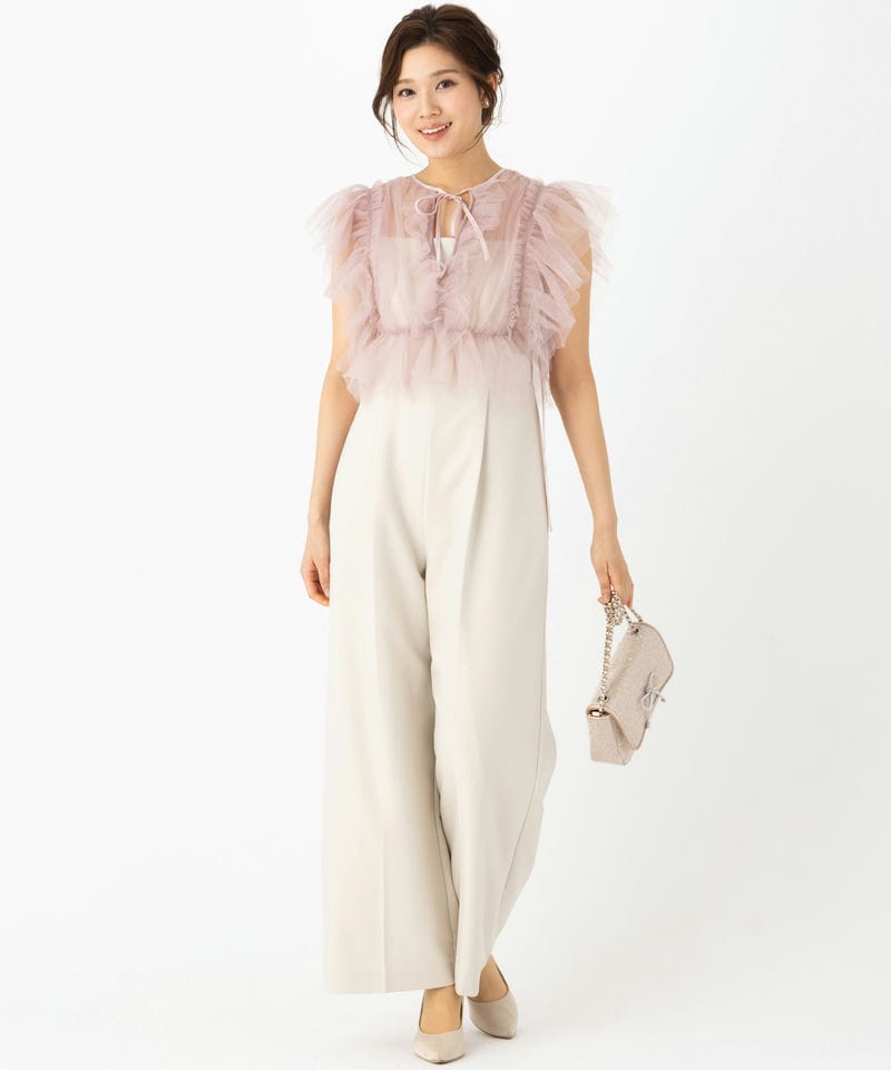LilyBrown リリーブラウン チュールビスチェセットパンツドレス ピンク