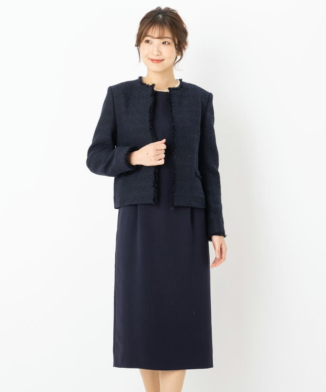 DRESSTERIOR 【プレミアムスーツ2点SET】ノーカラージャケット&バイ