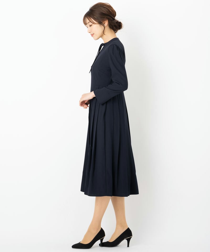 CELFORD セルフォード ボウタイプリーツワンピース ネイビー系 | 結婚