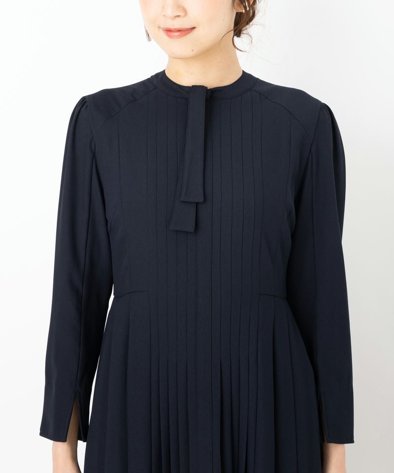 CELFORD セルフォード ボウタイプリーツワンピース ネイビー系 | 結婚