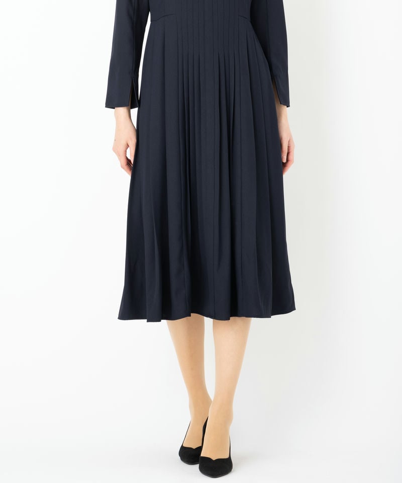 CELFORD セルフォード ボウタイプリーツワンピース ネイビー系 | 結婚