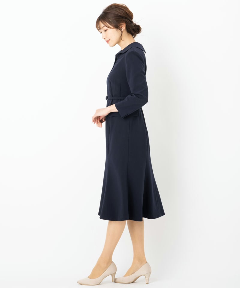 CELFORD セルフォード ベルト付きジャケットワンピース ネイビー系
