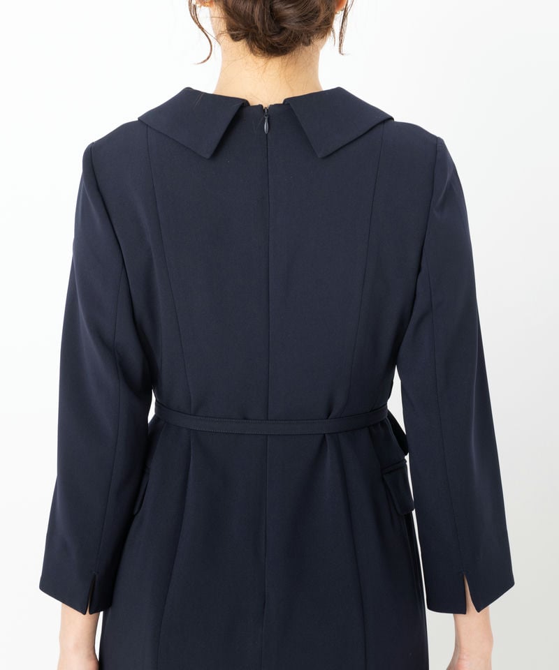CELFORD セルフォード ベルト付きジャケットワンピース ネイビー系