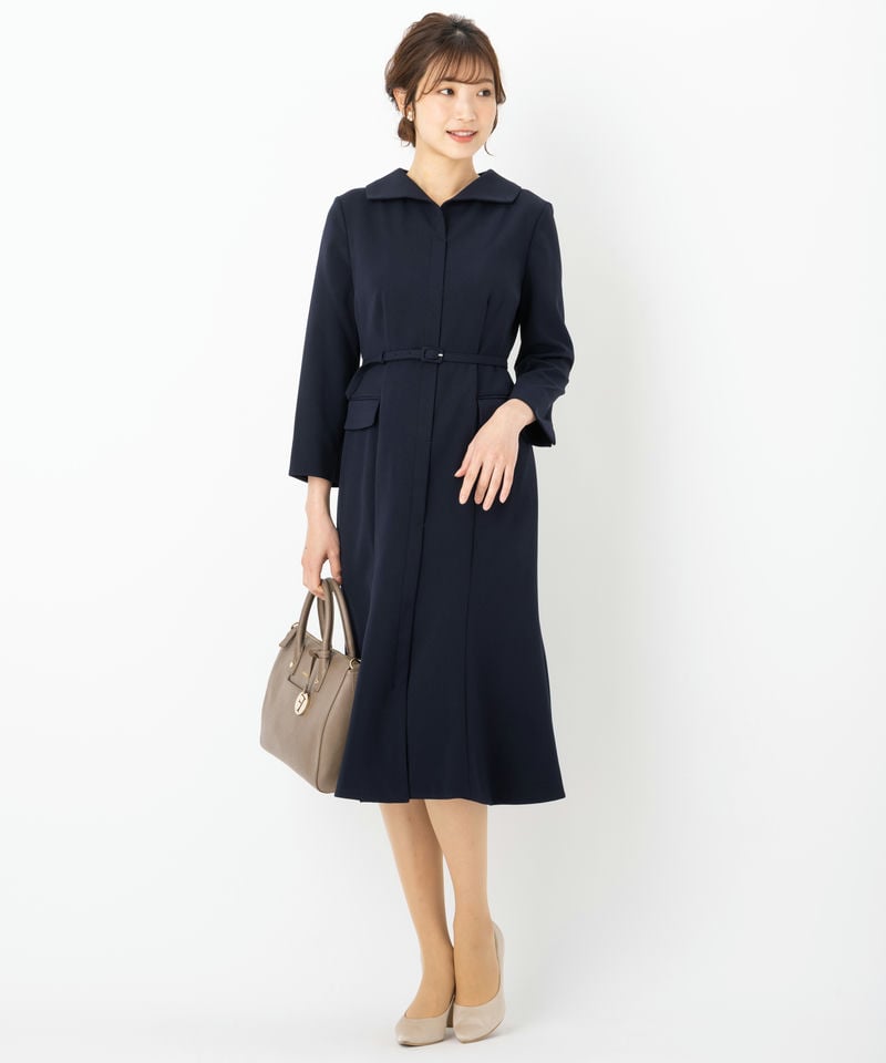 CELFORD セルフォード ベルト付きジャケットワンピース ネイビー系