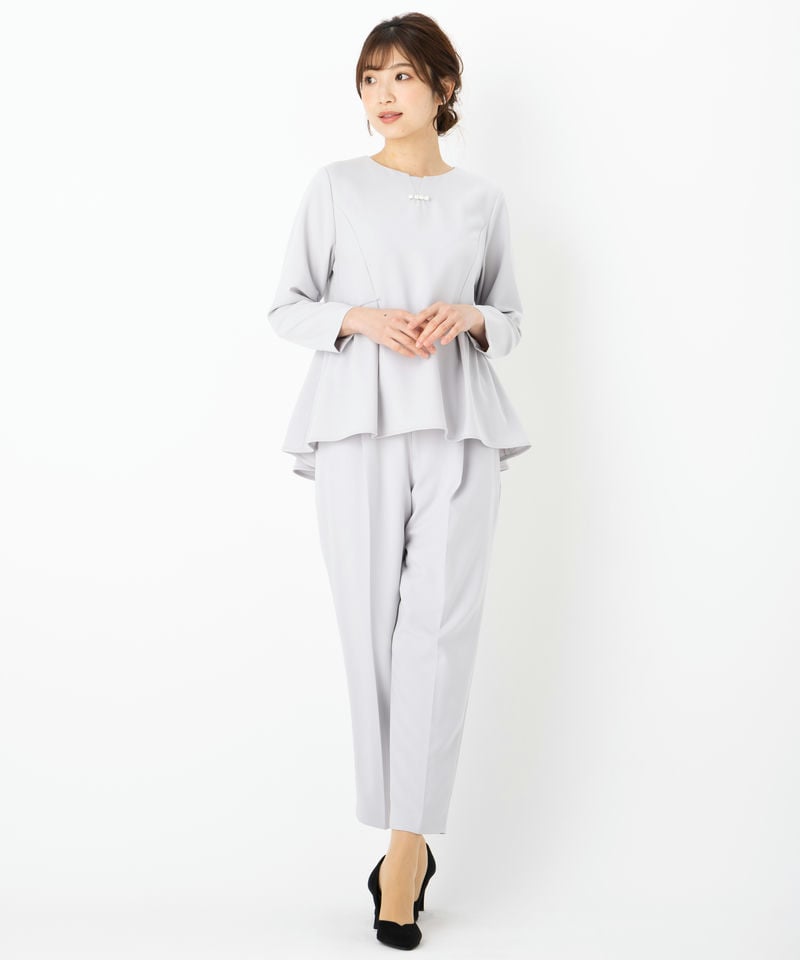 theory luxe ペプラムブラウス グレー Leja レジャ レースカラー 