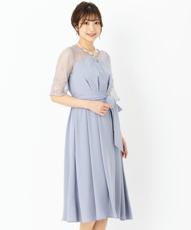 Select Shop ジョーゼットウエストリボンドレス ブルー系 | 結婚式