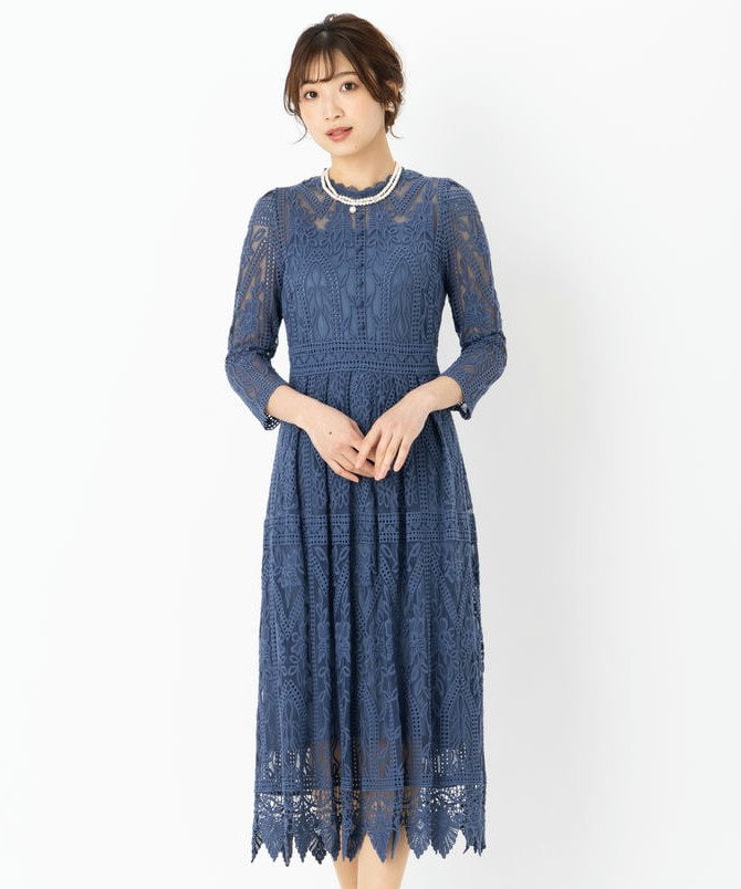 JILL STUART ジルスチュアート プルネラ刺しゅうロングドレス ブルー系