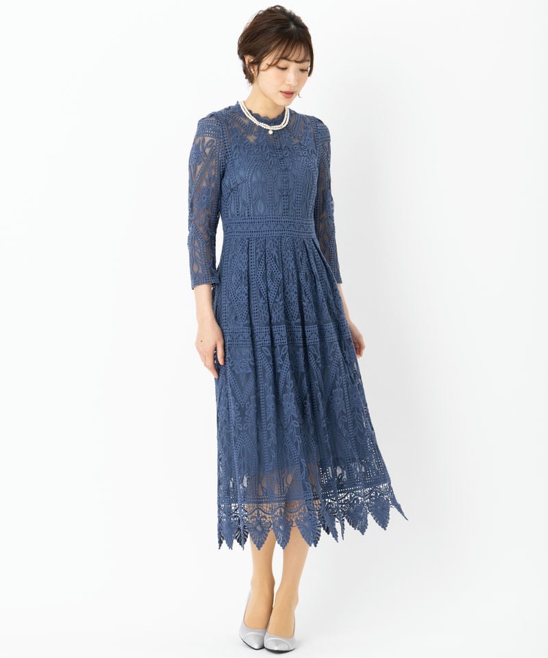 JILL STUART ジルスチュアート プルネラ刺しゅうロングドレス ブルー系