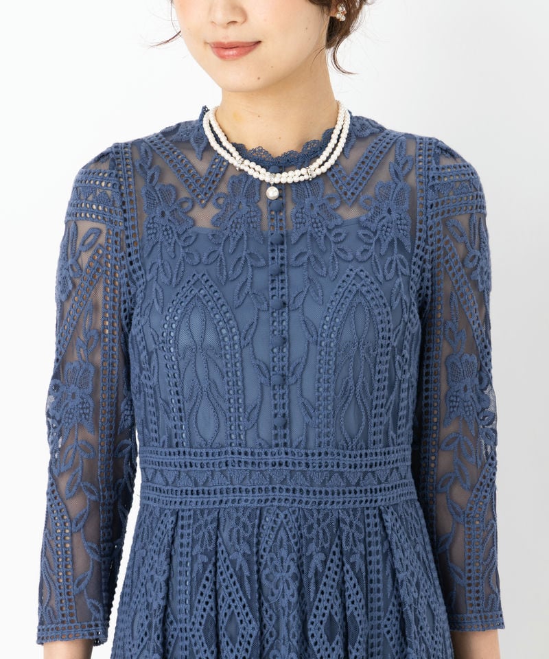 JILL STUART ジルスチュアート プルネラ刺しゅうロングドレス ブルー系