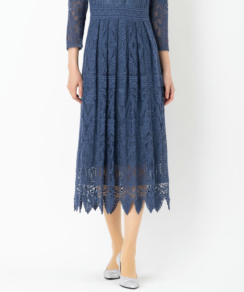 JILL STUART ジルスチュアート プルネラ刺しゅうロングドレス ブルー系