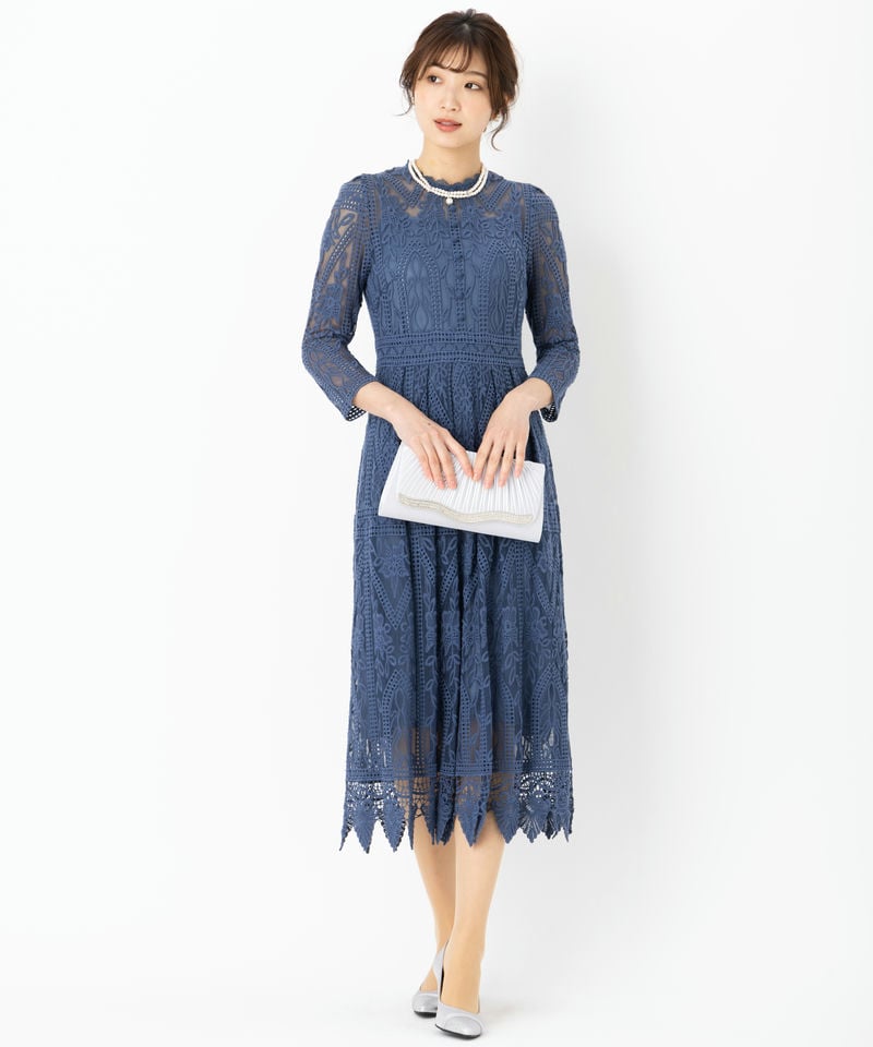 JILL STUART ジルスチュアート プルネラ刺しゅうロングドレス ブルー系