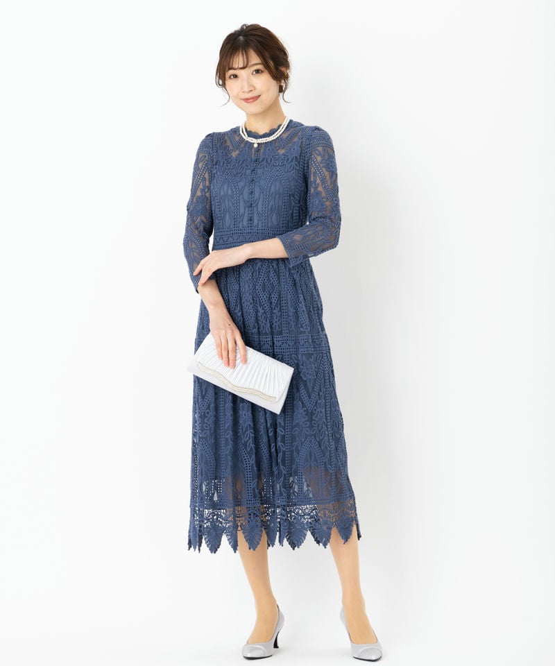 JILL STUART ジルスチュアート プルネラ刺しゅうロングドレス ブルー系