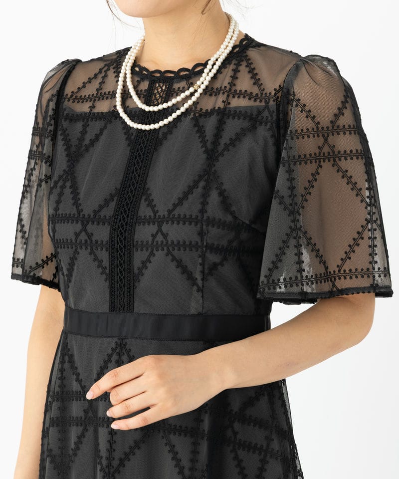 CELFORD セルフォード プレイドパターンチュールドレス ブラック系