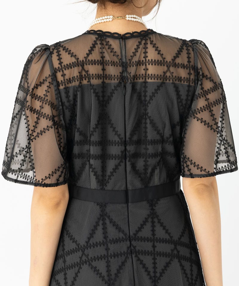 CELFORD セルフォード プレイドパターンチュールドレス ブラック系