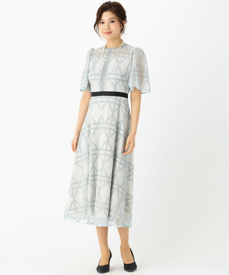 CELFORD セルフォード プレイドパターンチュールドレス グリーン系