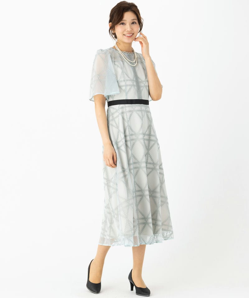 CELFORD セルフォード プレイドパターンチュールドレス グリーン系