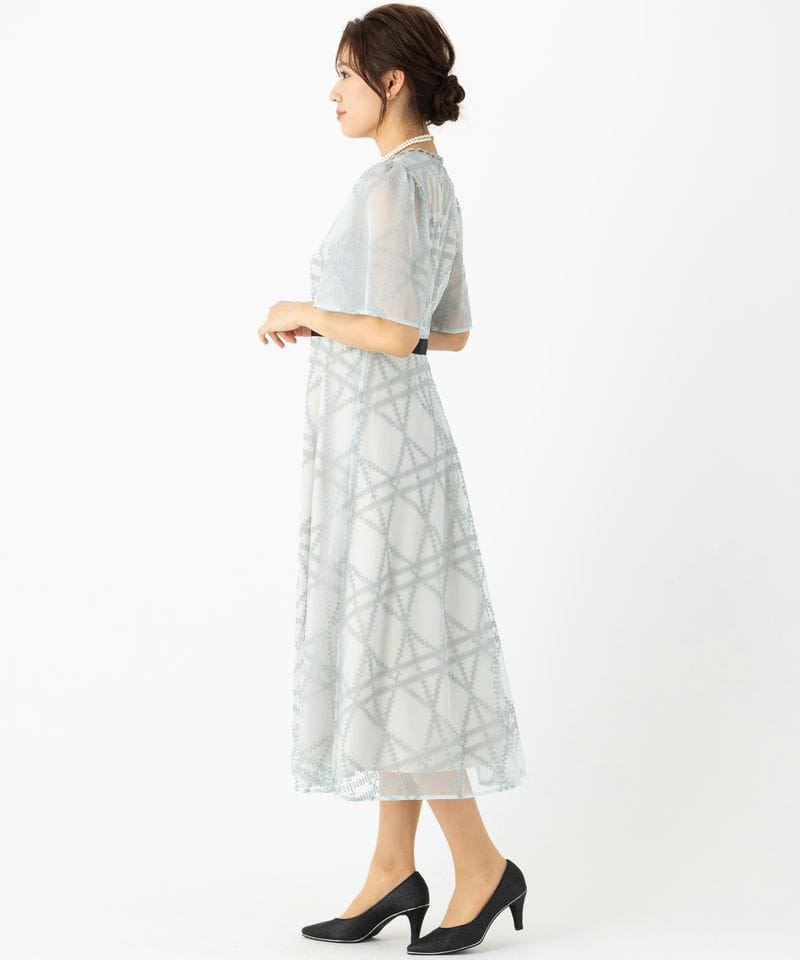 CELFORD セルフォード プレイドパターンチュールドレス グリーン系