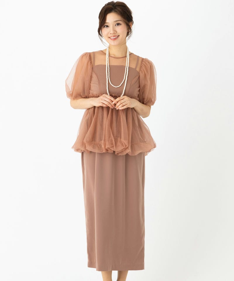 Dorry Doll ドリードール バルーンチュールレイヤードドレス オレンジ